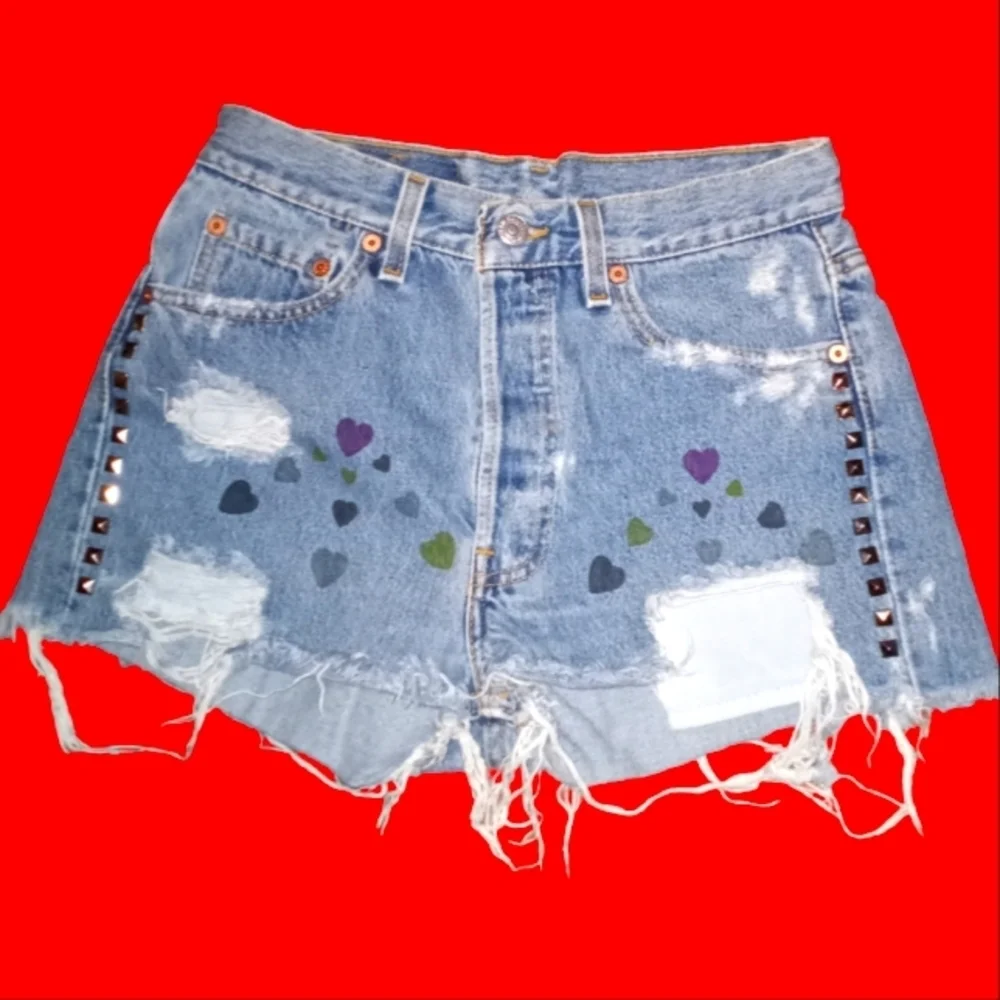 Levi's upcycled raw hem distressed jean shorts